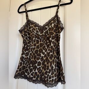 Express Brown Leopard Lace Cami Top